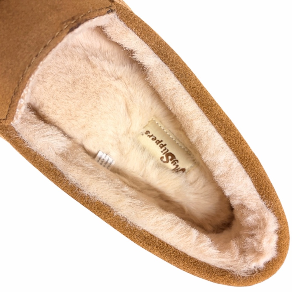 MY SLIPPERS new Men's Tan Suede Faux Fur Slip-On Leather Loafers - US11 WIDE - Picture 7 of 15